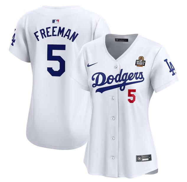 Women's Los Angeles Dodgers #5 Freddie Freeman White 2024 World Series Home Limited Stitched Baseball Jersey(Run Small) Women's Los Angeles Dodgers #5 Freddie Freeman White 2024 World Series Home Limited Stitched Baseball Jersey(Run Small)